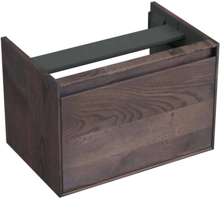Forzalaqua Reno 2.0 wastafelonderkast 59.5x39.5x40cm met 1 softclose greeploze lade Massief Eiken Charcoal 8072195
