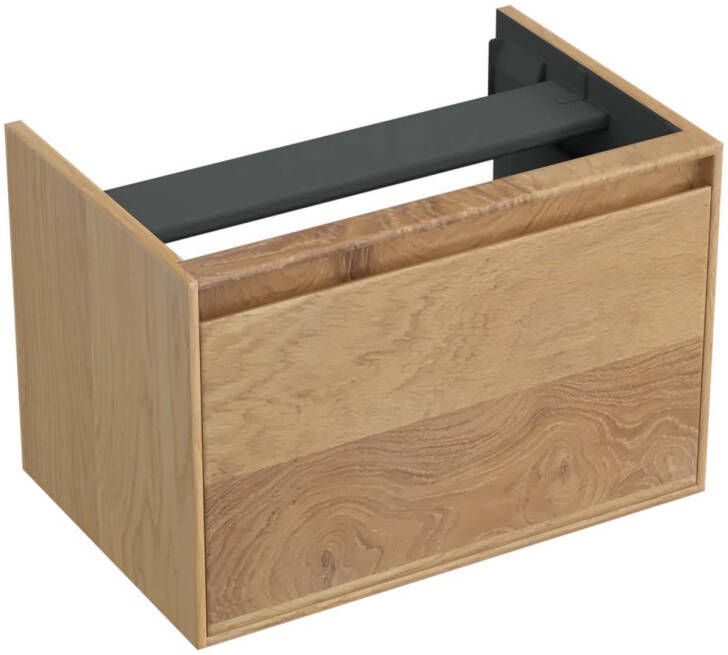 Forzalaqua Reno 2.0 wastafelonderkast 59.5x39.5x40cm met 1 softclose greeploze lade Massief Eiken Smoke 8071910