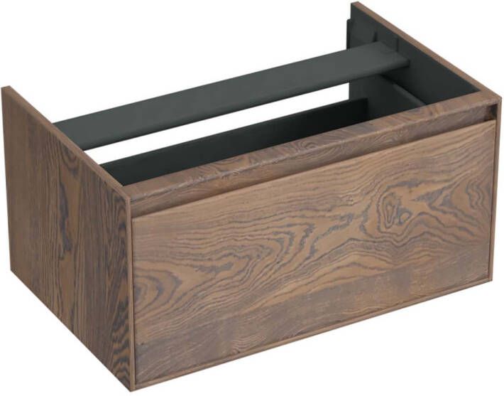 Forzalaqua Reno 2.0 wastafelonderkast 80x51x40cm met 1 softclose greeploze lade Massief Eiken Havanna 8071345
