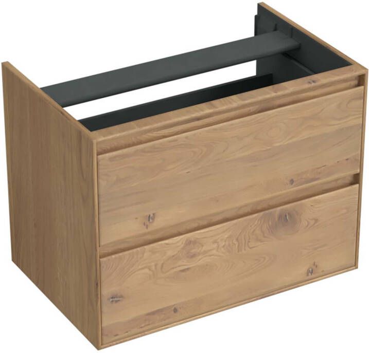 Forzalaqua Reno 2.0 wastafelonderkast 80x51x60cm met 2 softclose greeploze lades Massief Eiken Oyster 8071095