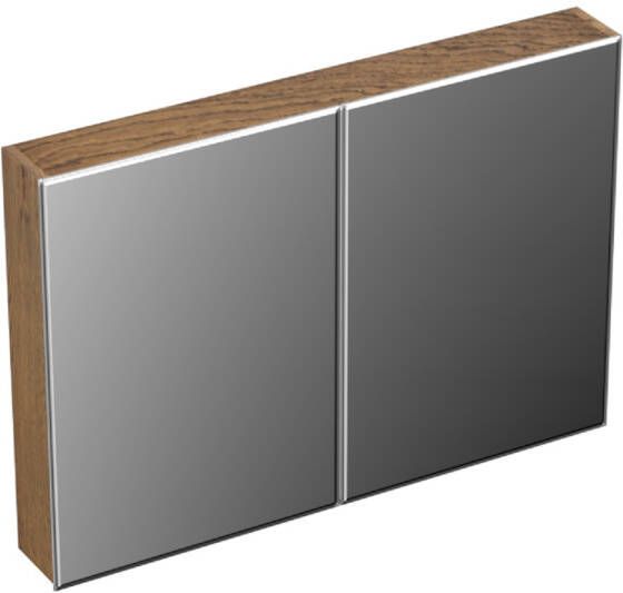 Forzalaqua Uni spiegelkast 100x68.5x12.5cm 2 draaideuren dubbelzijdig spiegelend Massief Eiken Castle Brown 8070945