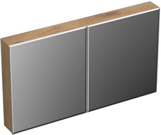 Forzalaqua Uni spiegelkast 120x68.5x12.5cm 2 draaideuren dubbelzijdig spiegelend Massief Eiken Oyster 8071235