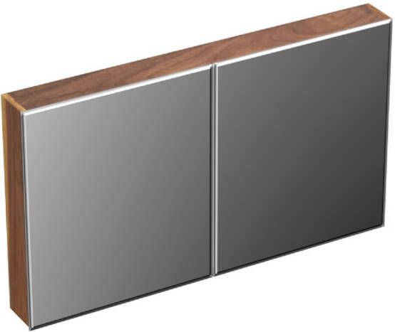 Forzalaqua Uni spiegelkast 120x68.5x12.5cm 2 draaideuren dubbelzijdig spiegelend Massief Eiken Pure Walnut 8070665