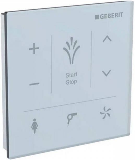 Geberit AquaClean bedieningspaneel wand 9.3x9.3cm tbv Aquaclean Tuma Comfort en Mera glas Wit 147.038.SI.1