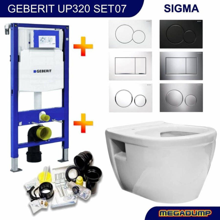 Geberit Toiletset 07 Up320 Aqua Splash Prio Rimfree Met Sigma Drukplaat