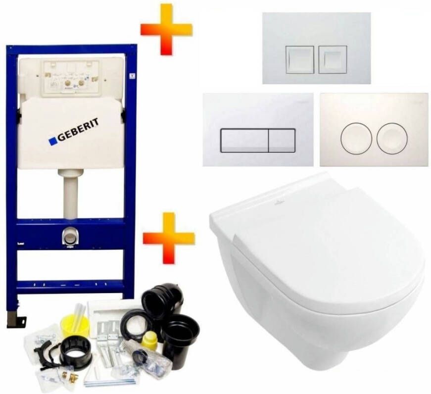 Geberit Up100 Toiletset 10 Villeroy & Boch O.Novo Met Delta Drukplaat