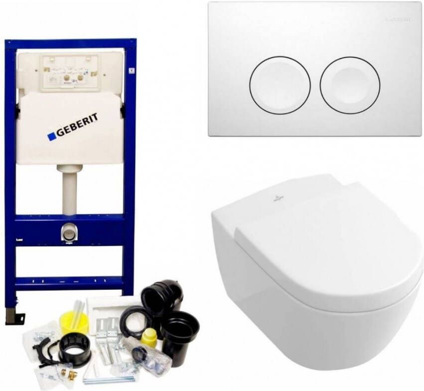Geberit Up100 Toiletset 32 Villeroy & Boch Subway 2.0 Directflush Met Bril En Drukplaat Standaard Delta 21 Wit (115125111)