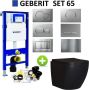 Geberit UP320 Toiletset Compleet | Inbouwreservoir | Mudo Randloos Mat Zwart | Met drukplaat | SET65 - Thumbnail 2