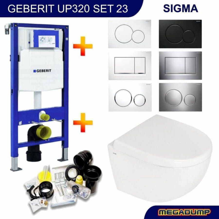 Geberit Up320 Toiletset 23 Megasplash Zero Compact Met Bril En Drukplaat
