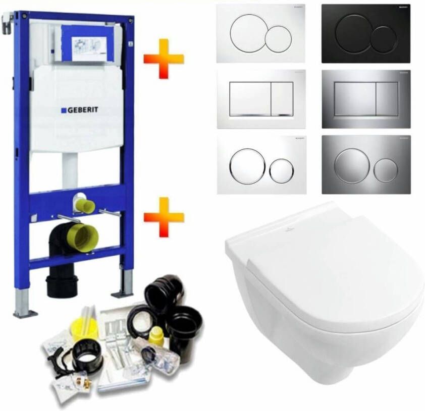 Geberit Up320 Toiletset 30 Villeroy & Boch O.Novo Directflush Met Bril En Drukplaat