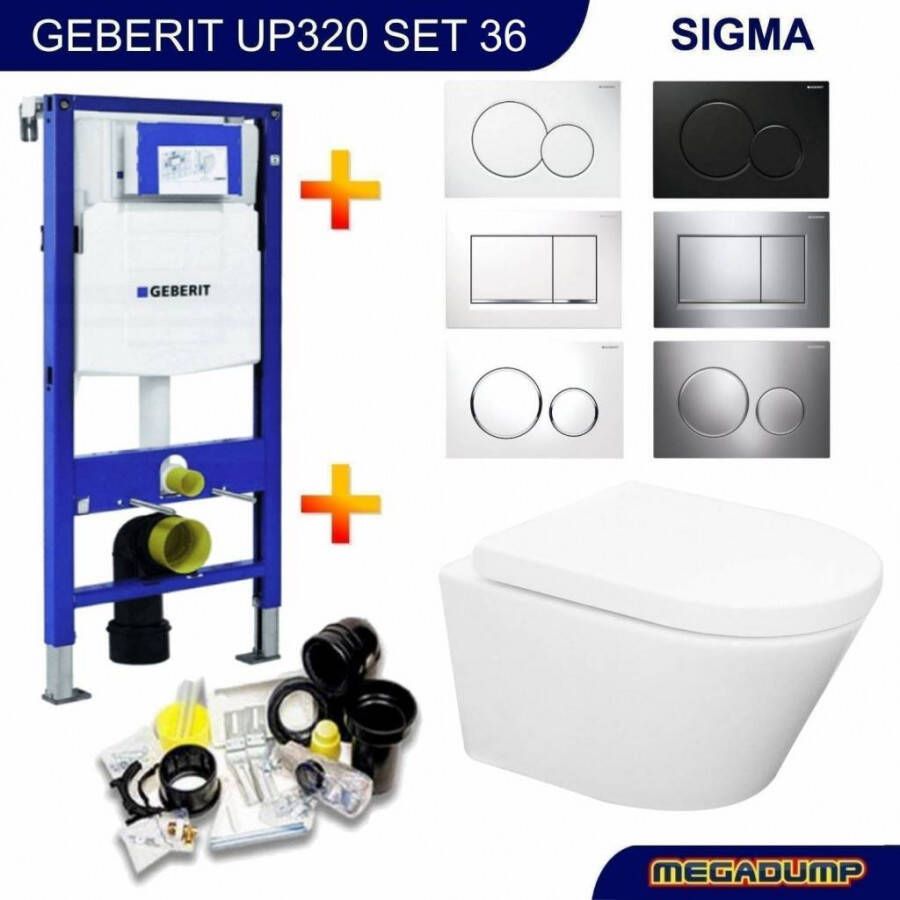 Geberit UP320 Toiletset 36 Aqua Splash Vesta Rimless Met Sigma Drukplaat
