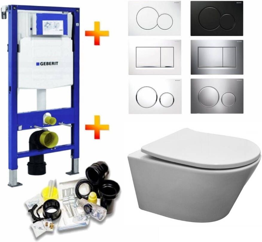 Geberit UP320 Toiletset 42 Aqua Splash Rimless MAT wit Met bril en Drukplaat