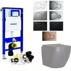 Geberit UP320 Toiletset Compleet | Inbouwreservoir | Mudo Mat Grijs Randloos | Drukplaat