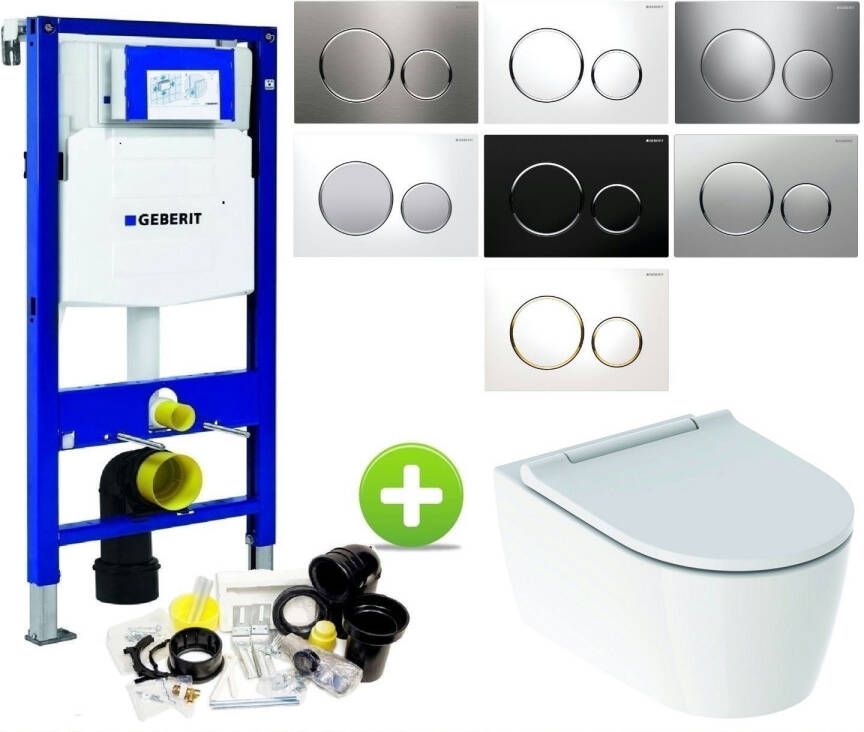 Geberit UP320 Toiletset set69 ONE Rimless Diepspoel Turboflush Wit met Sigma 20 drukplaat