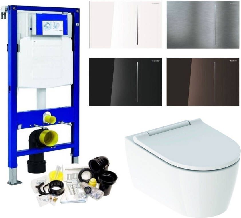 Geberit UP320 Toiletset set69 ONE Rimless Diepspoel Turboflush Wit met Sigma 70 drukplaat