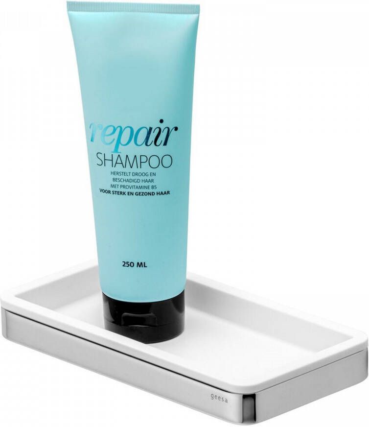 GEESA Frame Planchet met witte inzet plat staf verchroomd messing 210x25x108mm (HxBxD) 91880202 - Foto 2