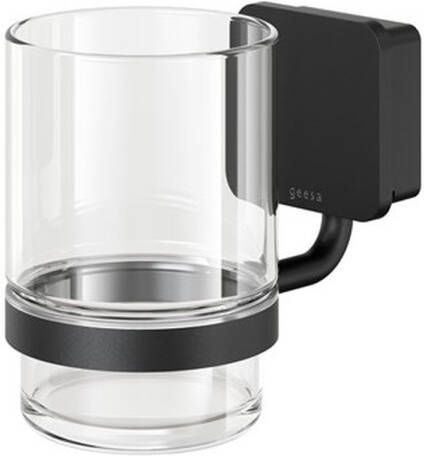 Geesa Glashouder Topaz Met Drinkglas Mat Zwart