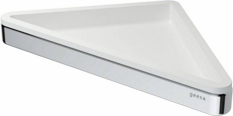 GEESA Frame Hoekplanchet met witte inzet verchroomd messing 170x25x170mm (LxHxD) 91880302 - Foto 2