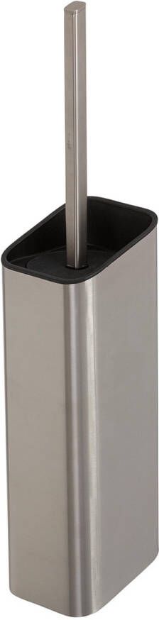 Geesa Shift Toiletborstel met houder RVS geborsteld (zwarte deksel en borstel) 919911-05-06