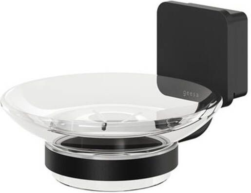 Geesa Zeephouder Topaz Glas Met Muurbeugel Mat Zwart