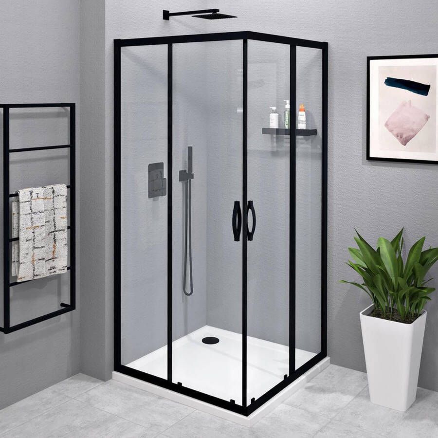 Gelco Douchecabine Sigma Simply Black Vierkant 80x80x190 cm Mat Zwart