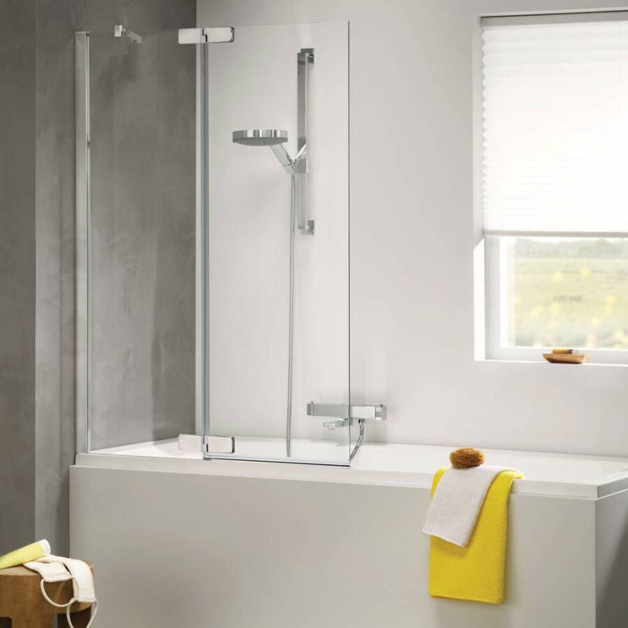 Douche Concurrent Badwand Sealskin Get Wet Custom 2 Delig Links 100x140cm Zilver Hoogglans Helder Glas