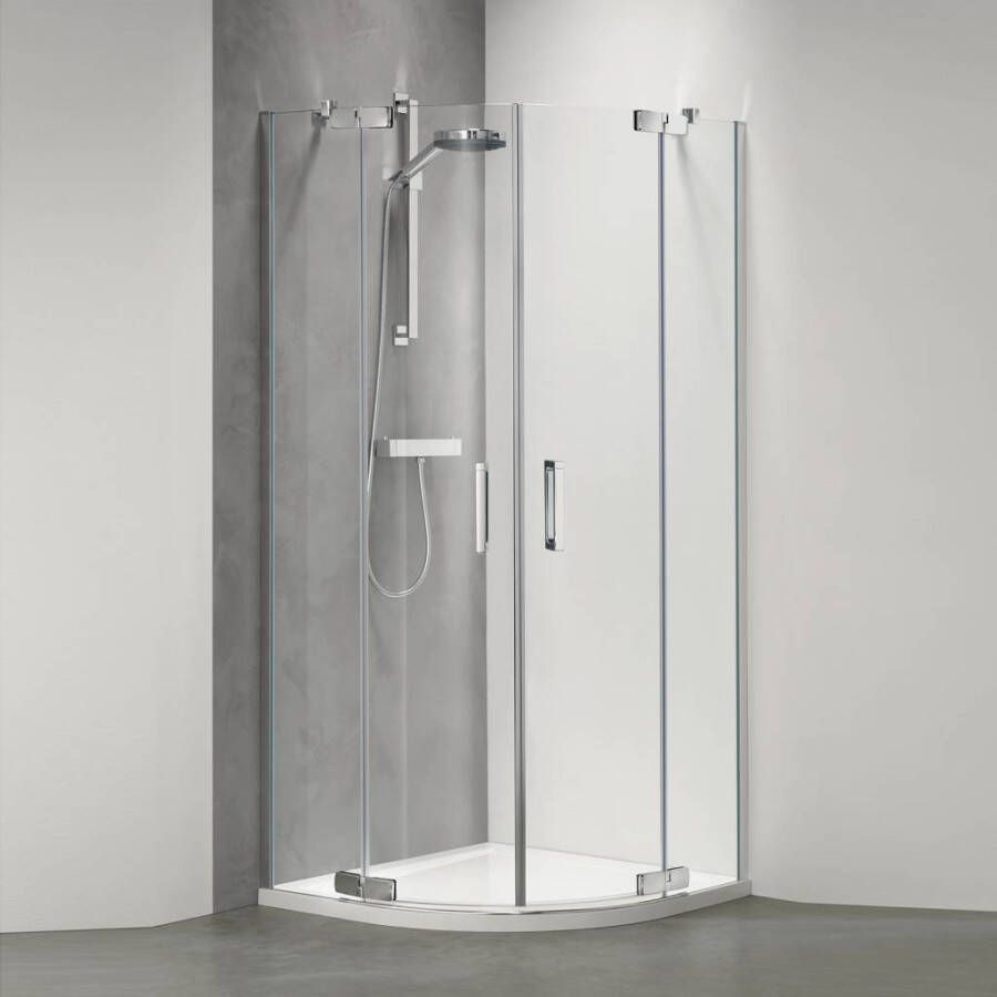 Sealskin Get Wet Custom Douchecabine Kwartrond met draaideur 100x195cm Zilver hoogglans Helder glas