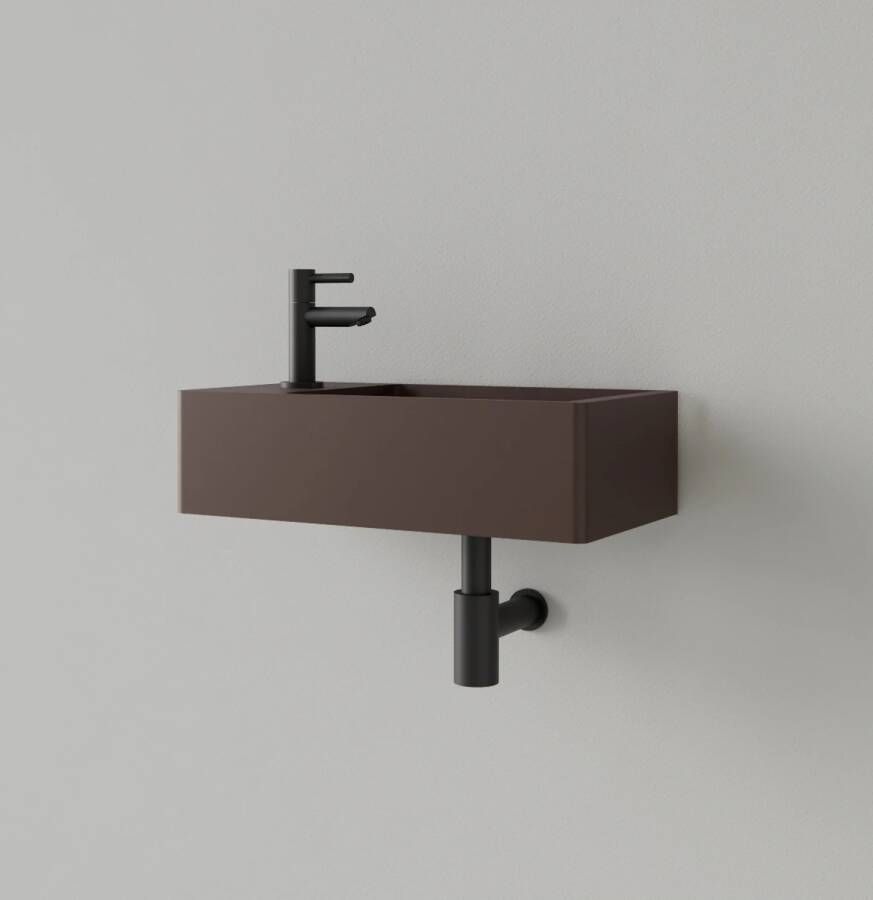 Gliss Design Fontein Freya Solid Marble 40x22x10 cm Met Kraangat Links Mat Choco Bruin - Foto 2