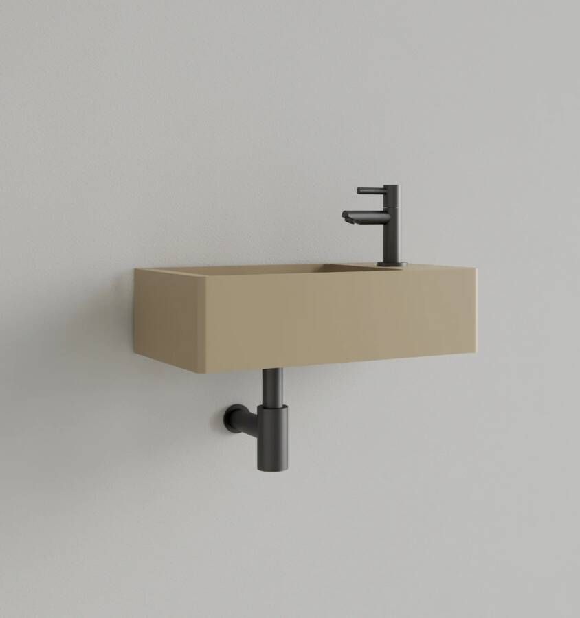 Gliss Design Fontein Freya Solid Marble 40x22x10 cm Met Kraangat Rechts Mat Cappuccino - Foto 2
