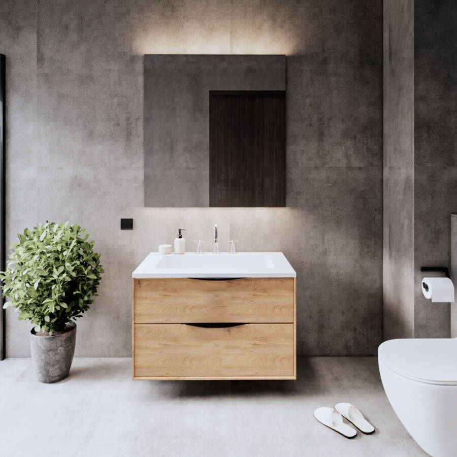 Gliss Design Onderkast Eleganz Hera Zwart 80 cm 2 Lades Oak Classic