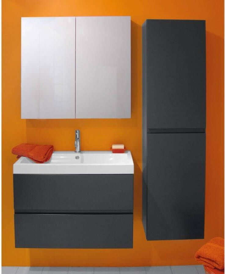 Nemo Go Roxanne set 80 cm meubel compleet anthraciet met onderbouw tablet spiegelkast en verlichting SKU 926612
