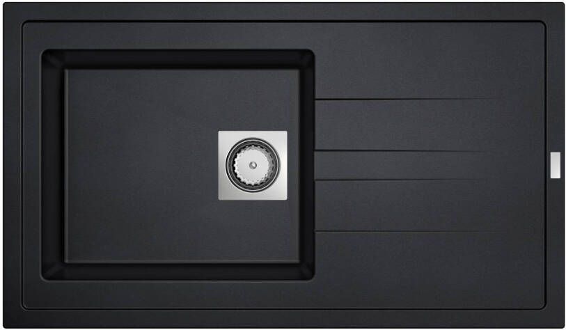 GO by Van Marcke Molto inbouwspoeltafel composiet met 1 bak met afdruip 860 x 500 mm met vierkante manuele plug omkeerbaar zwart 3512343101278 - Foto 2