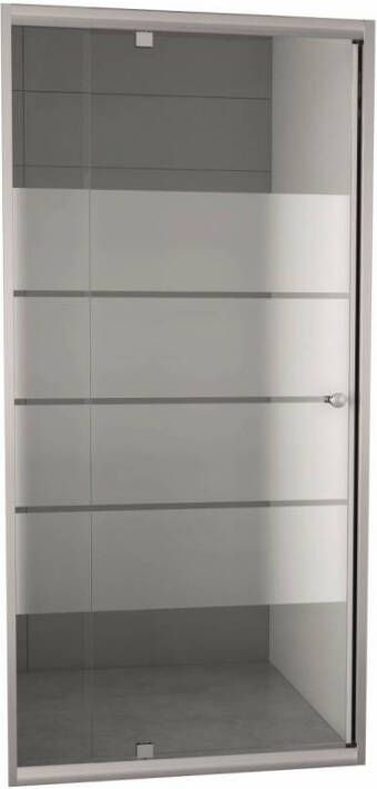 Nemo Go Gordon flexibele draaideur 900 1000x1900mm 6mm helder glas met 4 matte stroken profielen aluminium verchroomd