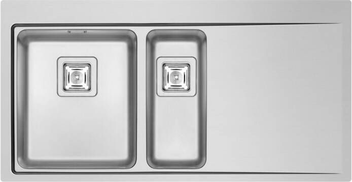 GO by Van Marcke Titania spoeltafel 100x52cm 92 met 15 bak met afvoerplug en sifon inclusief roestvrij staal Scotch Brite afwerking 108913602