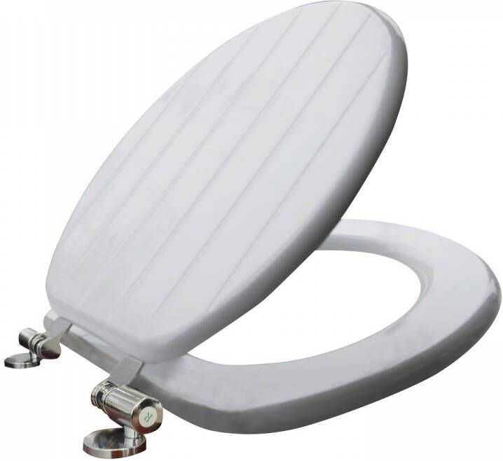 GO by Van Marcke Stripe toiletzitting in MDF softclose 435x375 mm wit met gegroefde strepen YFM1