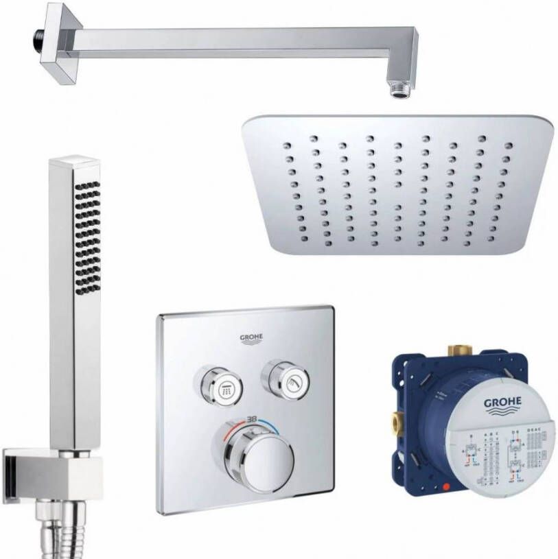 Grohe Wiesbaden SmartControl Inbouw Doucheset Vierkant Met Hoofddouche 20 cm en Handdouche Compleet