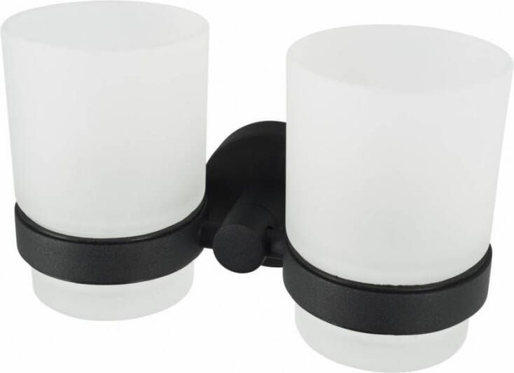 Haceka Kosmos Dubbele Bekerhouder glas mat zwart 1208541