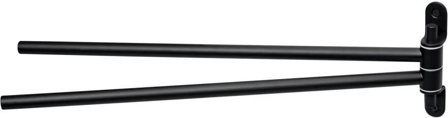 Haceka Ixi Dubbele Handdoekhouder Draaib. Mat Zwart RVS 39cm 1208565