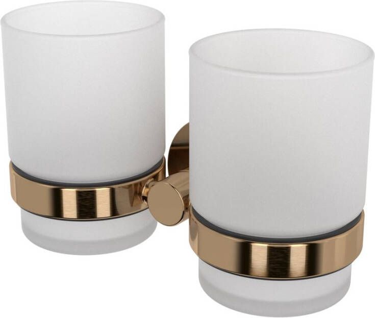 Haceka Kosmos Dubbele Bekerhouder 16 1x7 5x9 6 cm Geborsteld Koper