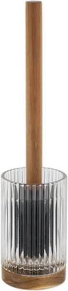 Haceka Toiletborstel Lijnen Mat Glas Acaciahout - Foto 1