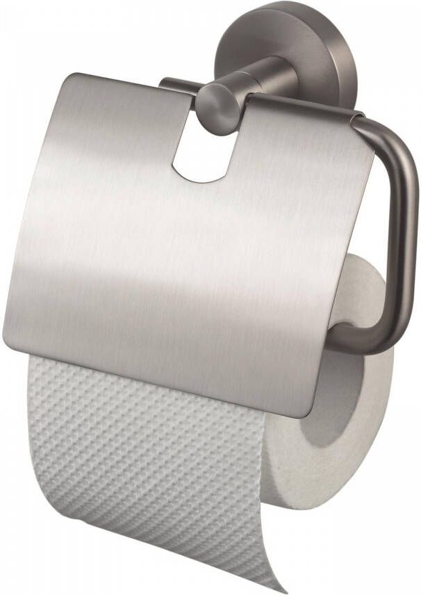 Haceka Kosmos toiletrolhouder met klep 14 3x5x12 9cm RVS-look