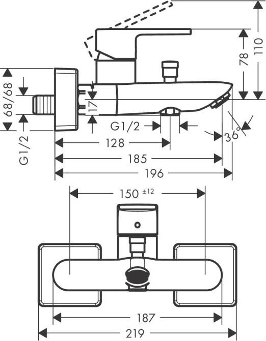 Hansgrohe Badmengkraan Opbouw Vernis Shape Eengreeps Met 2 Flow Rates Chroom