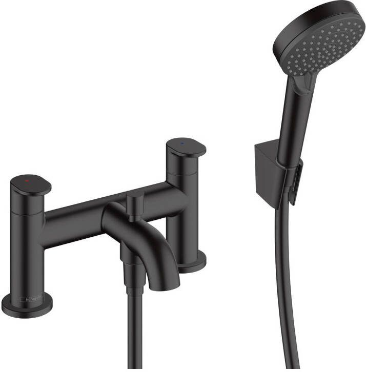 Hansgrohe Badrandmengkraan Met Stopkraan En Handdouche Vernis Blend 2-gats Mat Zwart