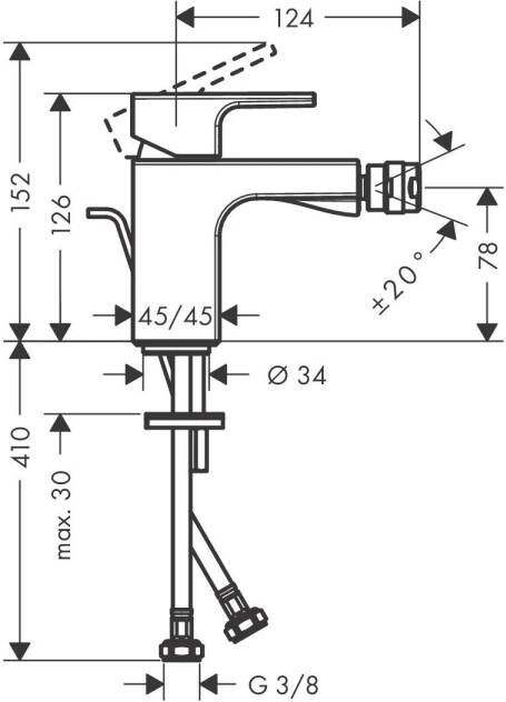 Hansgrohe Bidetkraan Vernis Shape Eengreeps Zinc Chroom