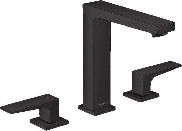 Hansgrohe Metropol wastafelkraan 160 met push open waste met voorsprong vaste uitloop 15.2cm mat zwart 32515670