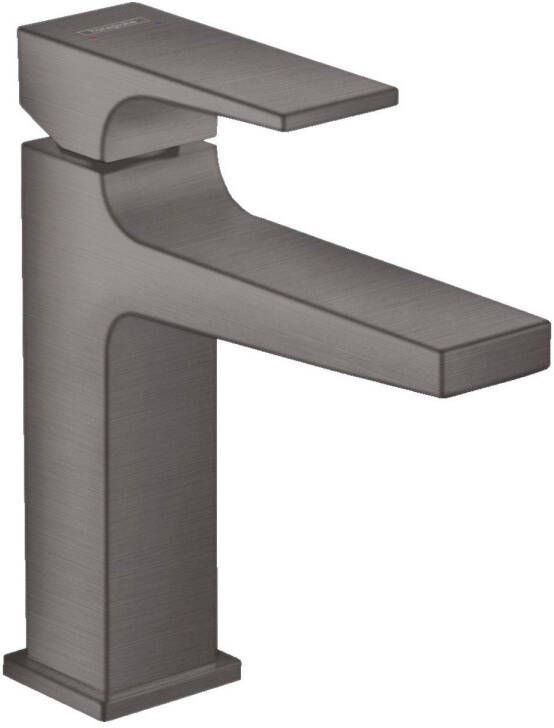 Hansgrohe Metropol 110 wastafelkraan 18.4cm hoog push open waste voorsprong 13.5cm brushed black chrome (antraciet) 32507340