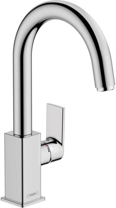 Hansgrohe Wastafelmengkraan Vernis Blend 210 Eengreeps Met Trekwaste En Draaibare Uitloop Vierkant Chroom