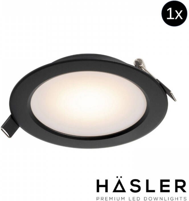 Hasler Inbouwspot Häsler Zamorra Incl. Fase Aansnijding Dimbaar 13.7 cm 8 Watt Warm Wit Zwart Set 10x Set 1 Spot