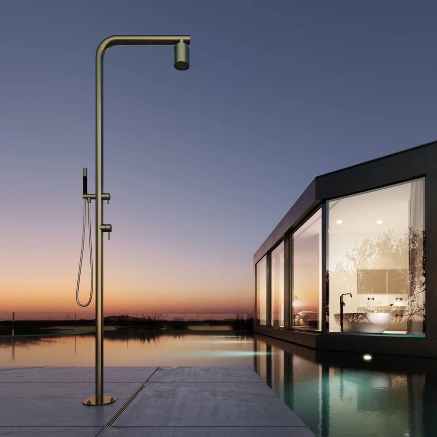 Hotbath Archie buitendouche Beam hoofddouche staaf handdouche RVS316 geborsteld RVS AR090IX - Foto 2