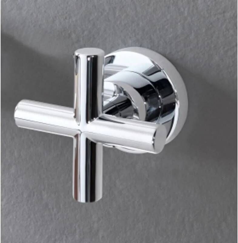 Badkraan Hotbath Buddy 15cm Hartafstand Thermostatisch Opbouw Zwart Chroom 2 Greeps met Uitloop